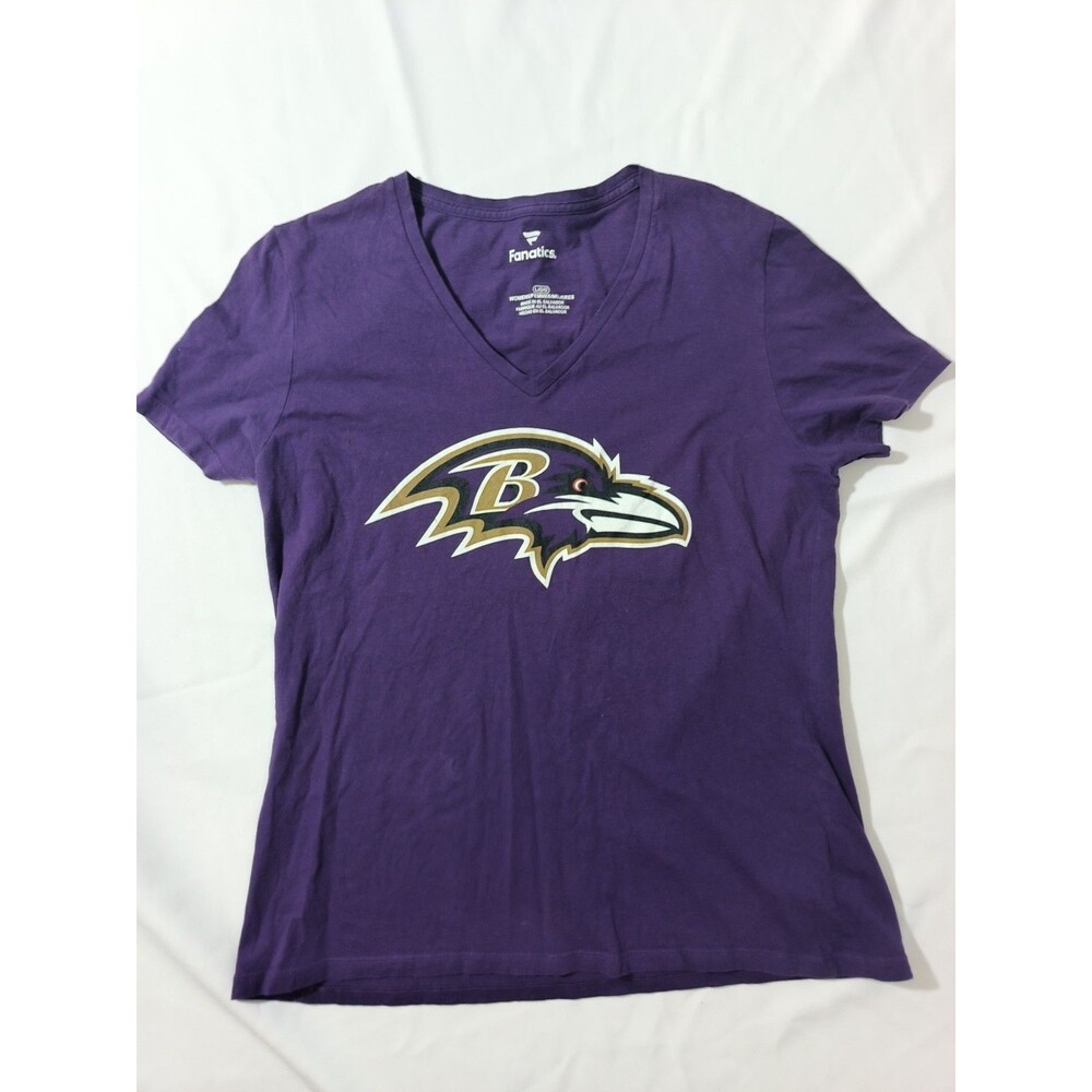 Fanatics Baltimore Ravens Justin Tucker Womens Large Purple V Neck NFL T Shirt